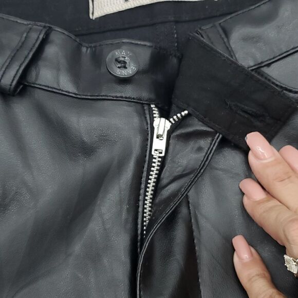 Mavi Chrissy Black Faux Leather Pants  Boot Cut Leg, Front Pockets. Retro 31/30 - Picture 10 of 16